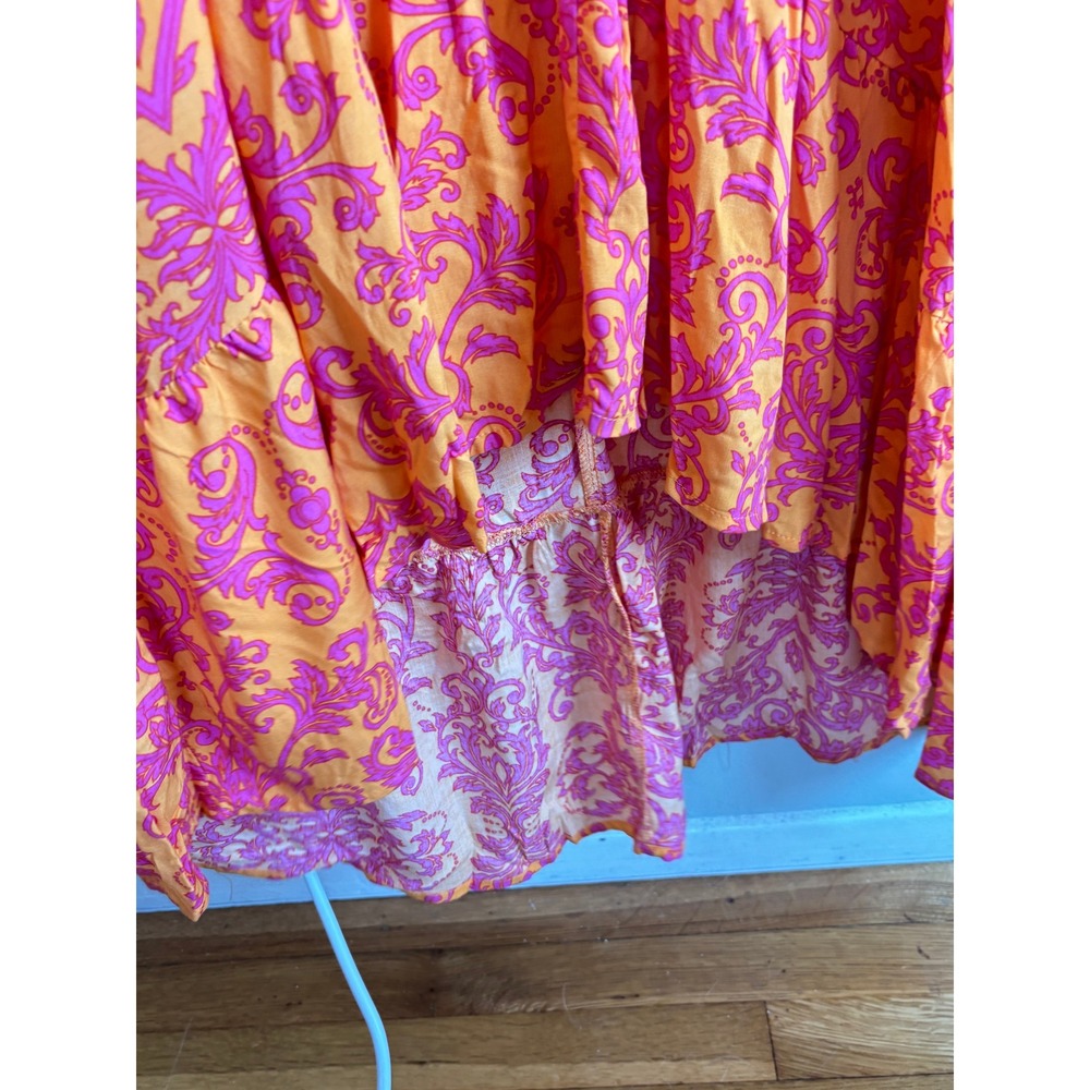 Abel The Label Maxi Dress Orange Pink Womens L Flattering Boho Summer Vacay - Picture 6 of 11